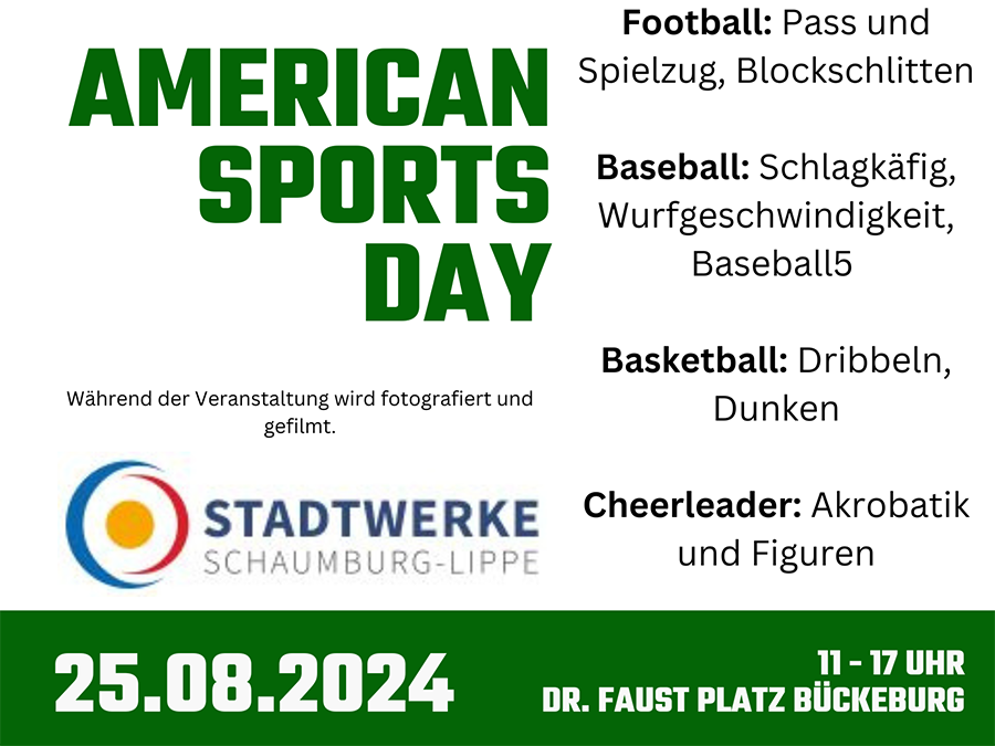 Erster American Sports Day in Bückeburg mit einem bunten Rahmenprogramm