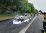 Feuer, Fahrrad und Fragezeichen: Verwirrspiel nach PKW-Brand auf der A2