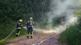 Grünschnittbrand am Waldrand – Feuerwehr verhindert Schlimmeres